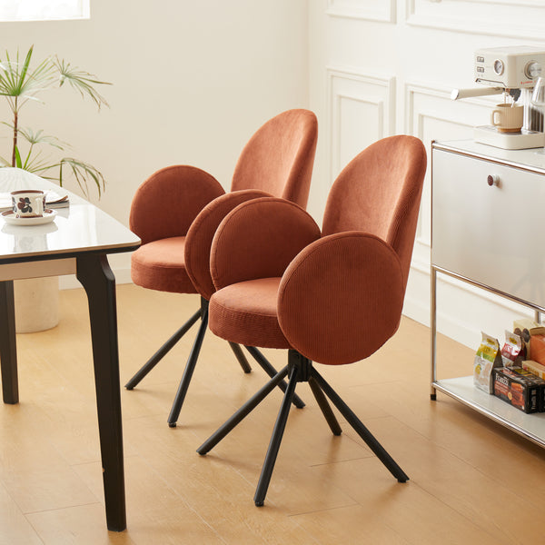 HELSINKI - Lot de 2 chaises swivel rotatives en velours côtelé terracotta