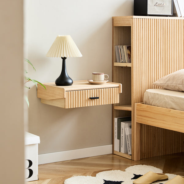 PITEA - Table de chevet murale en bois naturel