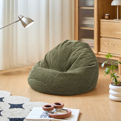 FLOBY - Pouf in velluto a coste verde