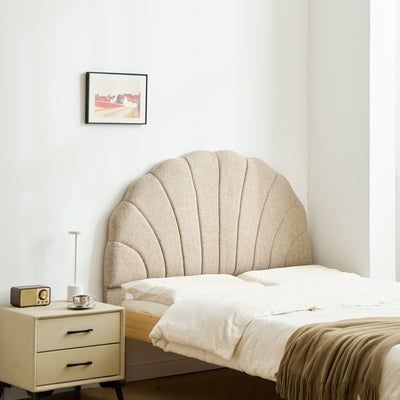 SUND - Sengegavl 140 cm i beige stof