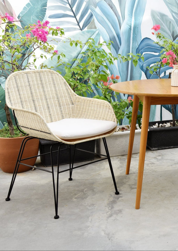 BOLA - Lot de 2 chaises de salle à manger design boheme en rotin naturel