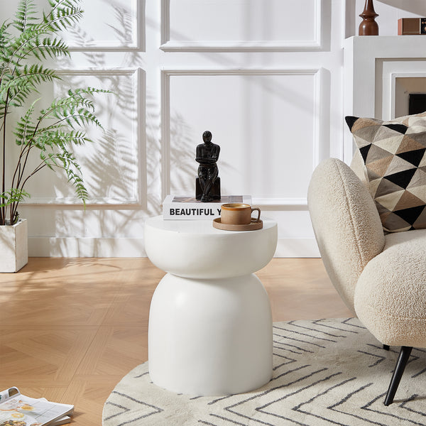 NORDFYN - Table d'appoint bout de canapé intérieur extérieur en magnesite Blanc