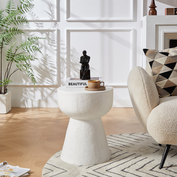 SORSELE - Table d'appoint bout de canapé intérieur extérieur en magnesite Blanc