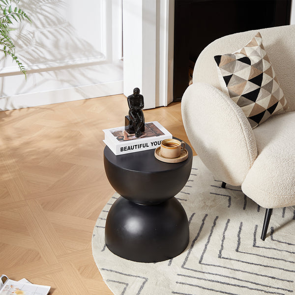 VEJEN - Table d'appoint bout de canapé intérieur extérieur en magnesite noir