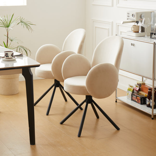 HELSINKI - Lot de 2 chaises swivel rotatives en velours beige et metal