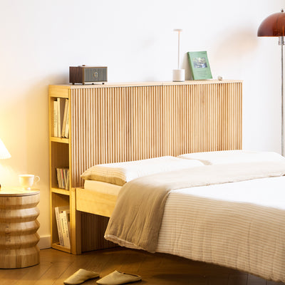 ESLOV - Testiera da letto 140 cm in legno con contenitori