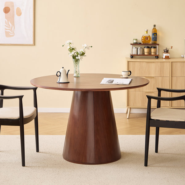 CALI - Table à manger 6 personnes ronde en bois de noyer