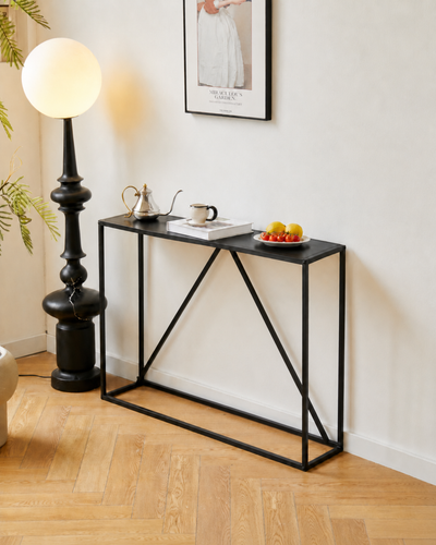 SOLNA - Consolle in stile industriale in metallo nero