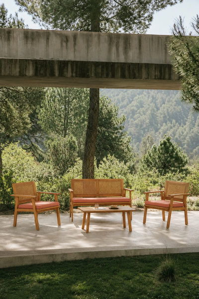 TEMUCO - Havesæt i rattan og massivt rosentræ
