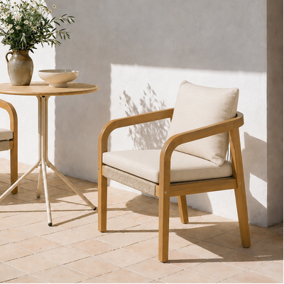 DELGADO - Gartenstühle (2er Set) aus Massivholz und Stoff Beige