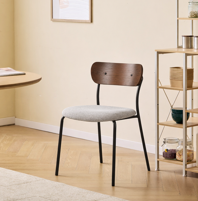 LINCOLN - Lot de 2 chaises industrielles en métal et tissu gris