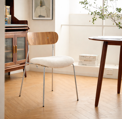 LINCOLN - Lot de 2 chaises industrielles en métal et bouclettes blanc