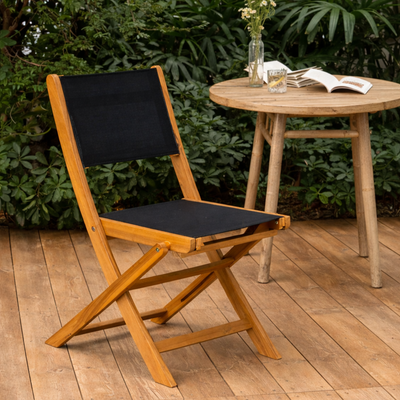 CURTIBA - Set van 2 tuinstoelen van acacia en textilene