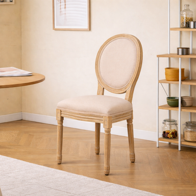 RICHELIEUT - Set 2 sillas clásicos en madera y tejido beige