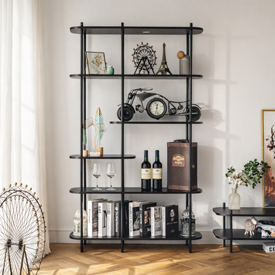 GOTEBORG - Bücherregal aus Metall und Holz Schwarz