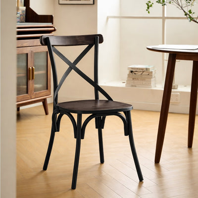 HOWARD - Set 2 sillas estilo industrial en acero y madera