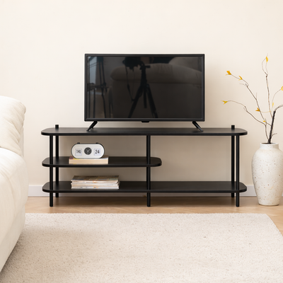 COLEMAN - Mobile TV moderno in metallo e legno nero