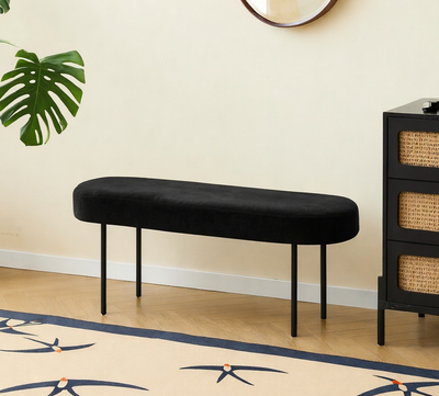 OSLO - Banc en métal et velours noir