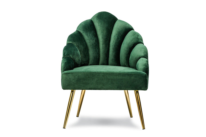 Fauteuil retro en métal et velours vert