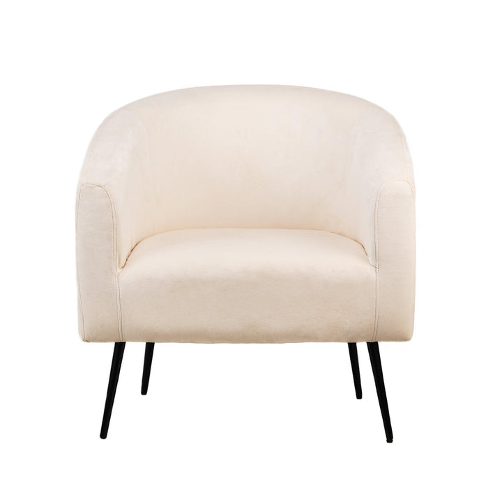 Fauteuil de salon en métal et velours beige