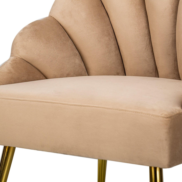 Fauteuil retro en métal et velours beige