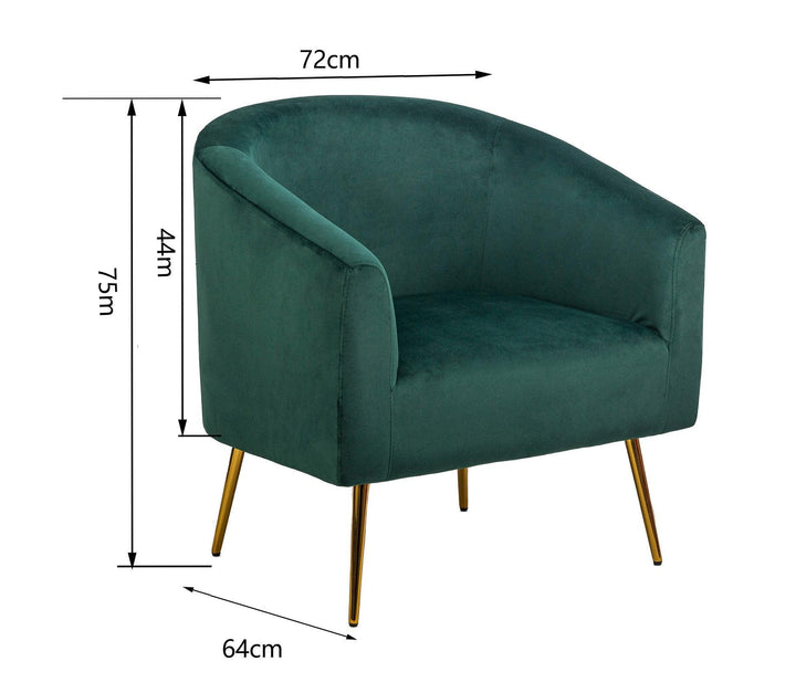 Fauteuil de salon en métal et velours vert