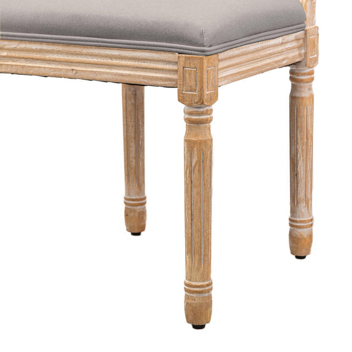 Lot de 2 chaises en bois et cannage avec assise en tissu gris fonce