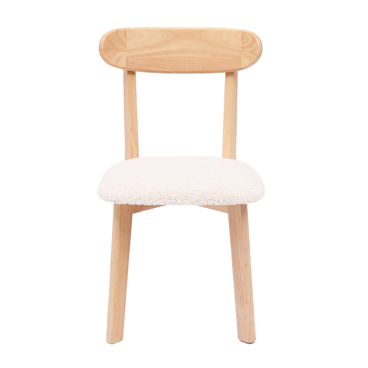 Lot de 2 chaises en bois massif et bouclettes blanches