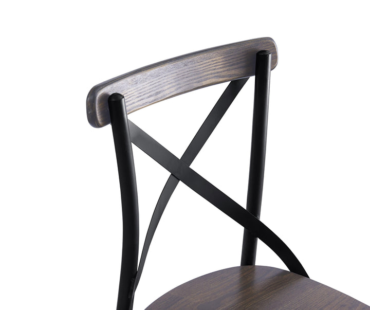 Lot de 2 chaises industrielles en métal et frêne gris