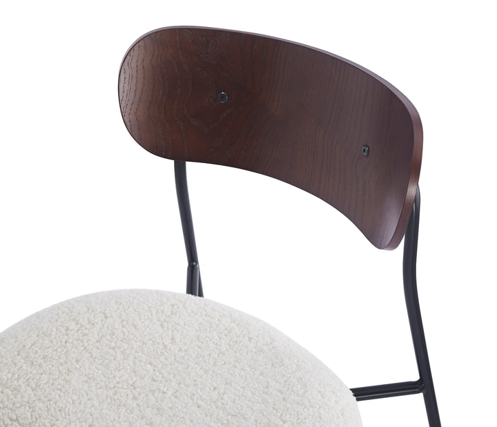 Lot de 2 chaises industrielles en métal et bouclettes blanc