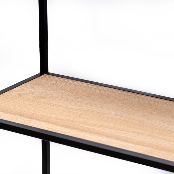 Etagère style industriel de 4 niveaux en bois et métal noir