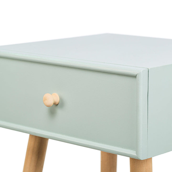 Table de chevet 1 tiroir en bois de hêtre vert menthe