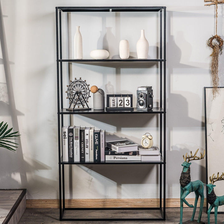 Etagère style industriel de 4 niveaux en métal noir