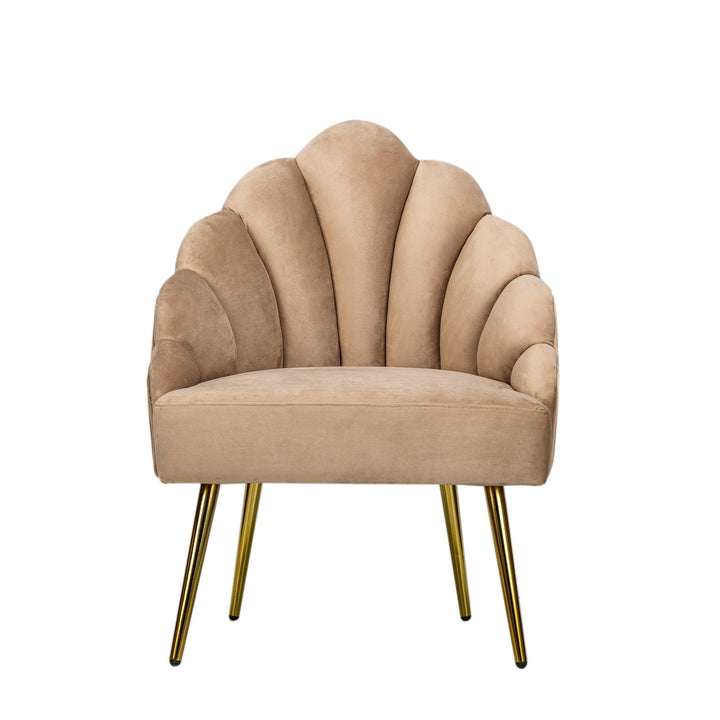 Fauteuil retro en métal et velours beige