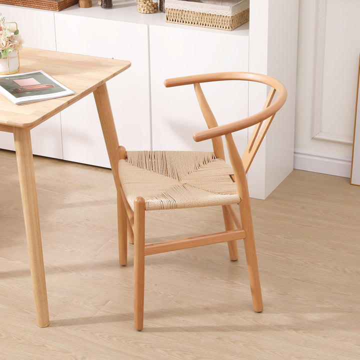 Lot de 2 chaises en bois massif et corde naturelle
