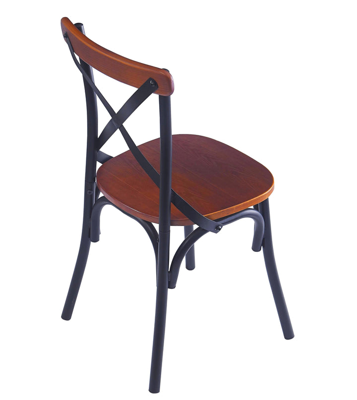 Lot de 2 chaises industrielles en métal et frêne marron