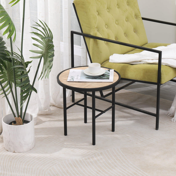 Table d'appoint en métal et bois