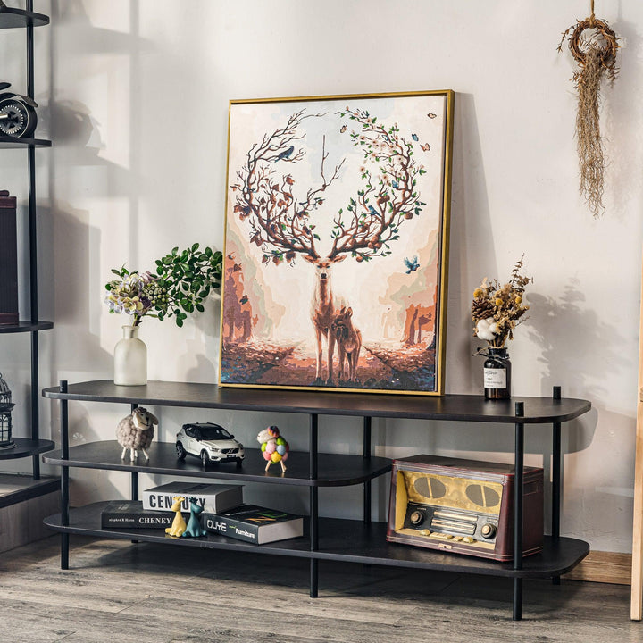 Meuble TV style moderne en métal et bois noir