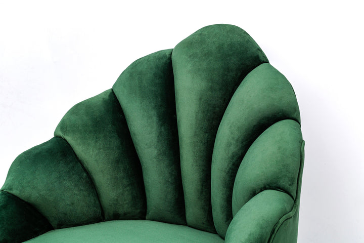 Fauteuil retro en métal et velours vert