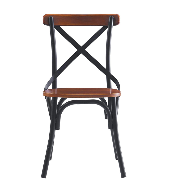 Lot de 2 chaises industrielles en métal et frêne marron