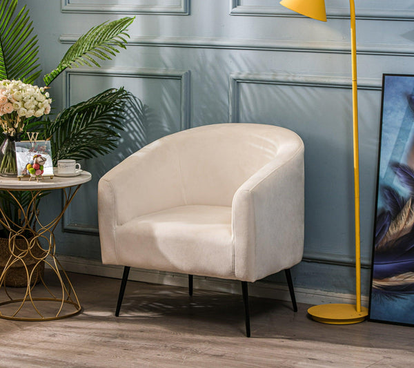 Fauteuil de salon en métal et velours beige