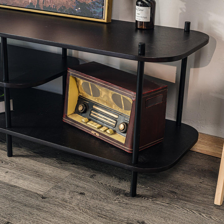 Meuble TV style moderne en métal et bois noir