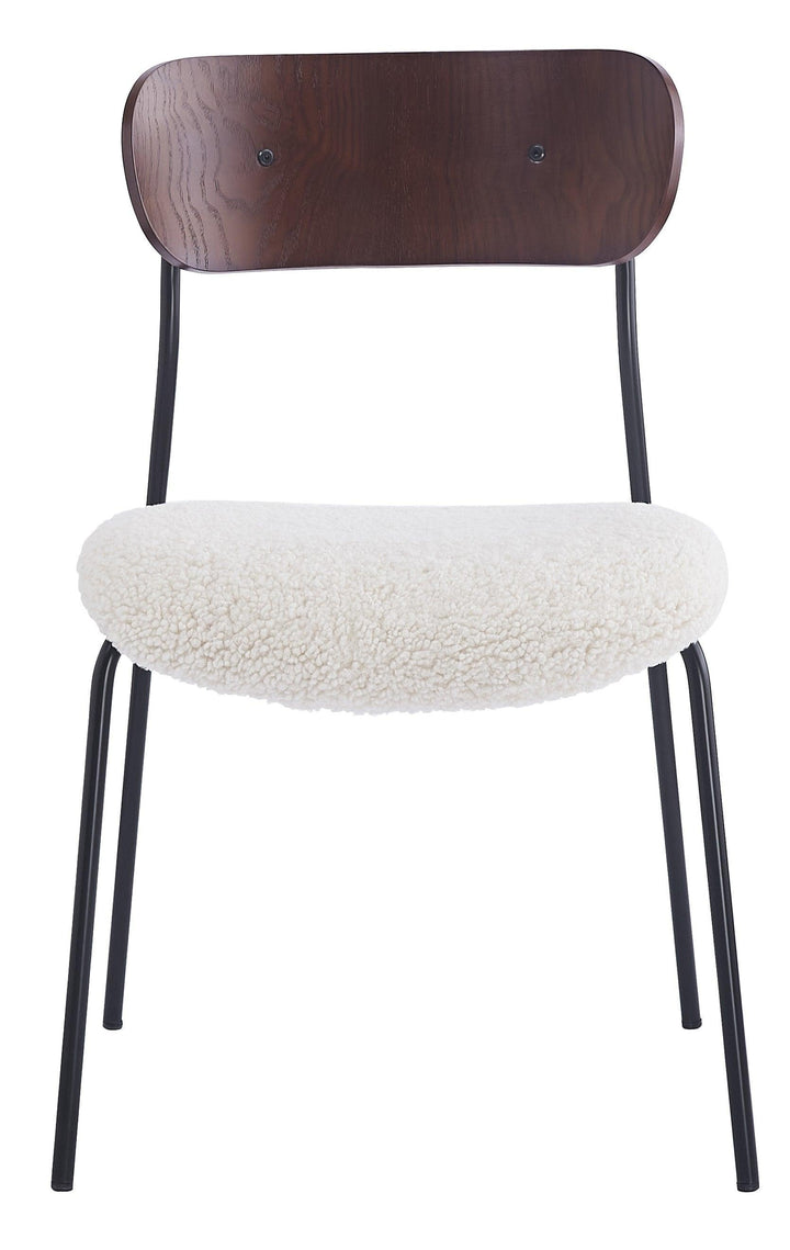 Lot de 2 chaises industrielles en métal et bouclettes blanc