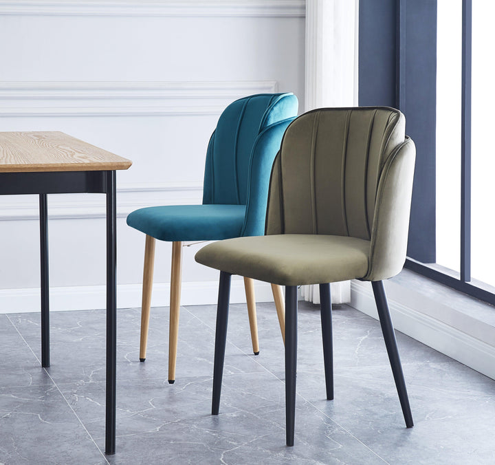 Lot de 2 chaises en métal et tissu vert kaki