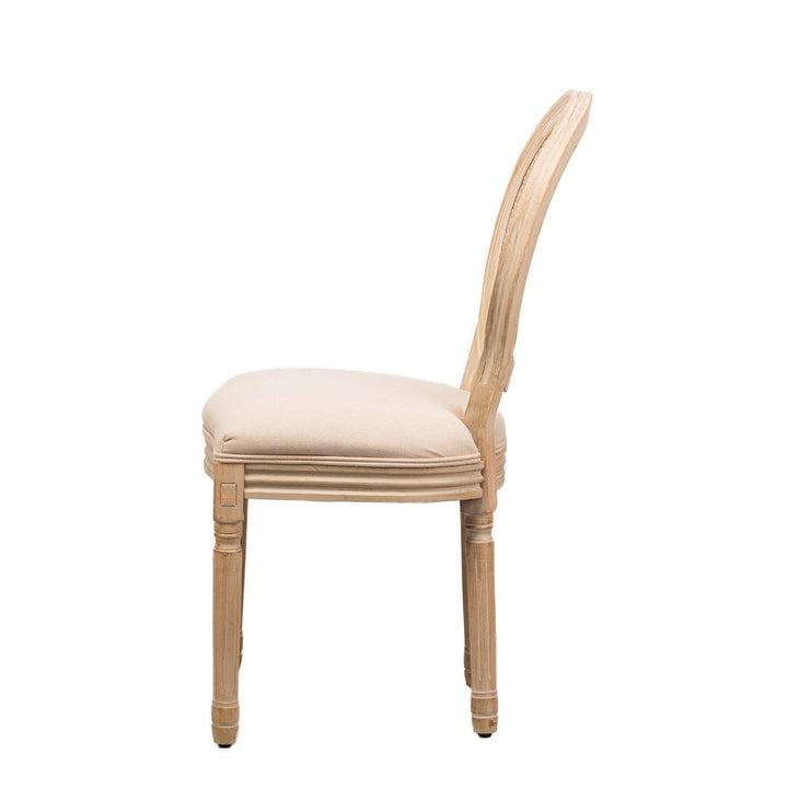Lot de 2 chaises en bois avec assise en tissu beige