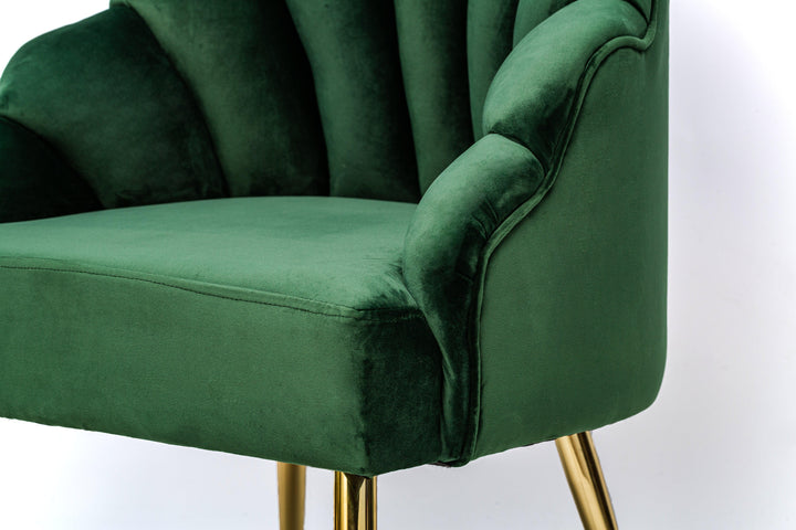 Fauteuil retro en métal et velours vert