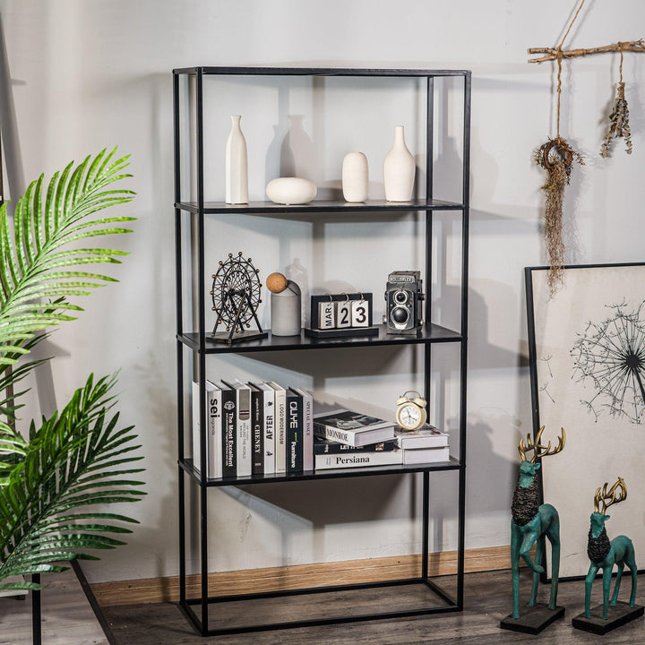 Etagère style industriel de 4 niveaux en métal noir