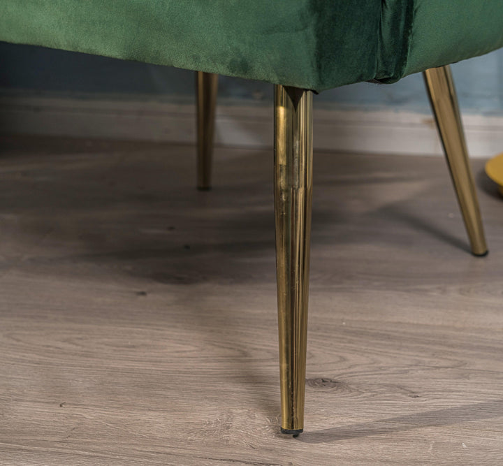 Fauteuil retro en métal et velours vert